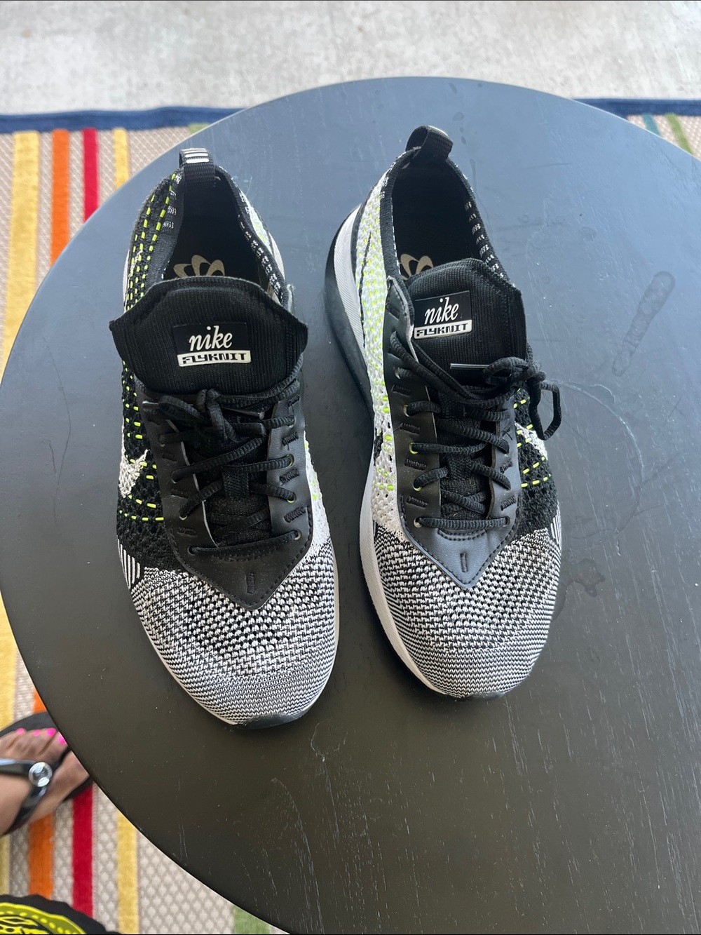 Nike Flyknit Sneakers - Black, White & Neon Green Accents
